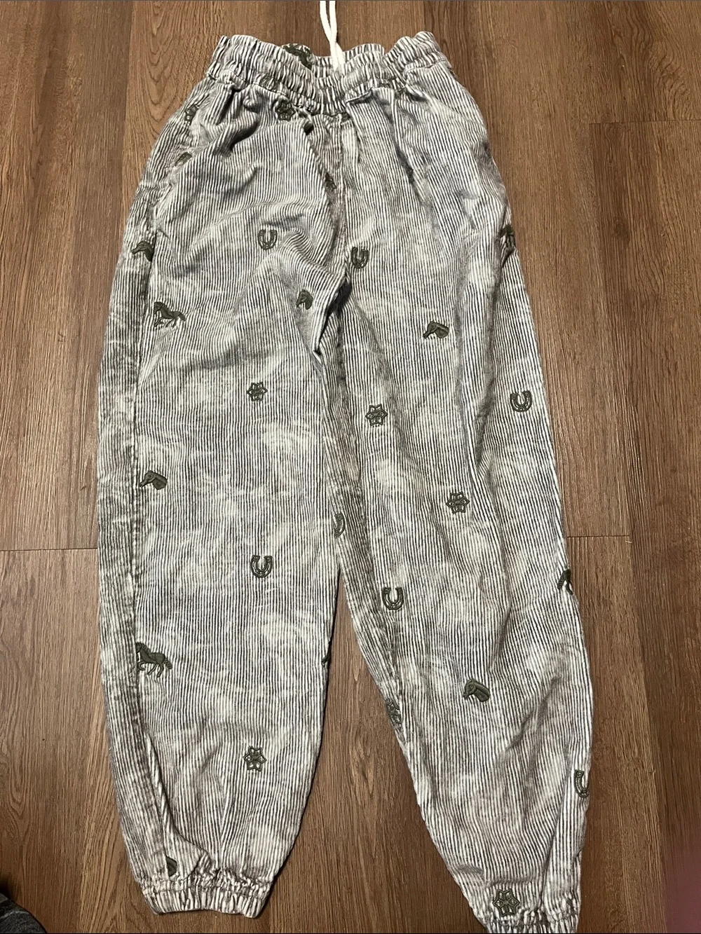 Kimchi Blue Gray Striped Drawstring Joggers